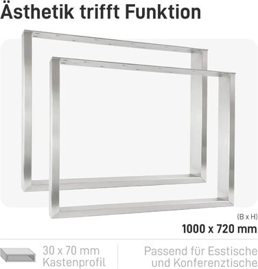 Прямокутний каркас столу Natural Goods Berlin 2 шт. з нержавіючої сталі Легке складання Металеві ніжки столу Полозки столу ідеально підходять для проектів &quotзроби сам&quot, таких як обідній стіл, письмовий стіл, журнальний столик, лавка 100x72 см Ш1000