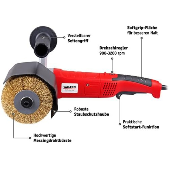 Щіткова шліфувальна машина WALTER 1300 Вт - потужна роликова шліфувальна машина, шліфувальна машина для зовнішніх робіт, сатинувал