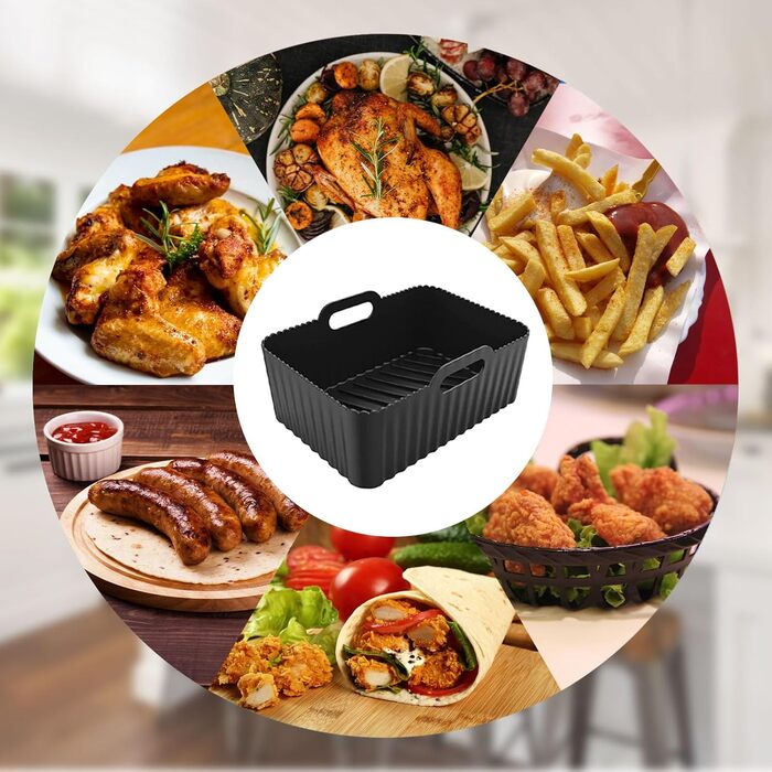 Аксесуари для фритюрниці Аксесуари для фритюрниці Ninja Dual AF300EU AF400EU & Most 3.7 Qt 4.2 Qt і більше, 8 шт. із силіконовою вставкою та решітками аерофритюрниці, форма яйця тощо Чорний2