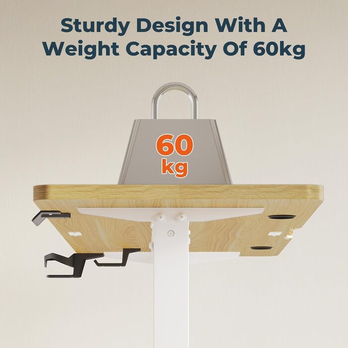 Електричний підйомний стіл з регульованою висотою та стільницею, стіл для роботи стоячи, підйомний комп&39ютерний стіл з гачками, блокування від дітей, функція пам&39яті для офісу та дому - клен 140 x 60 см Білий клен, 1 140x60