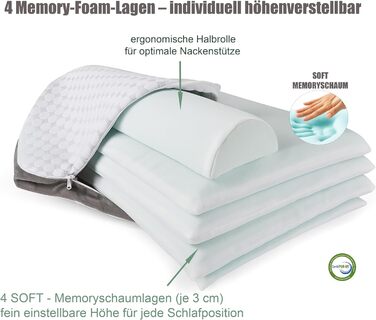 Подушка для шиї з піни з ефектом пам&39яті Ергономічна подушка 55x35x12 см, регульована по висоті Подушка для сну на боці Подушка для сну на животі Подушка для сну на спині