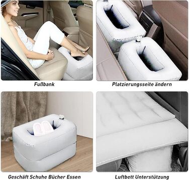 Надувний матрац для автомобіля позашляховика - потовщений та покращений кемпінговий матрац для заднього сидіння/багажника з електричним насосом, побутовий адаптер, 2 подушки 2 підставки для ніг, білий