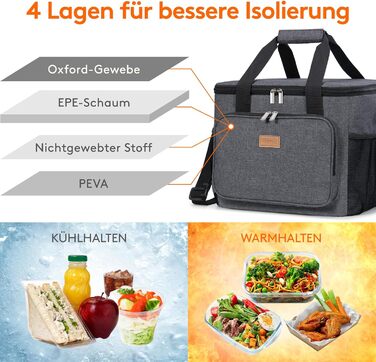 Сумка-холодильник Lifewit 24L 40 Can, маленька ізольована сумка-холодильник для використання в дорозі, складна сумка для обіду для чоловіків та жінок, водонепроникна термосумка для їжі, пива, роботи, пляжу, подорожей, темно-сіра 24L темно-сіра