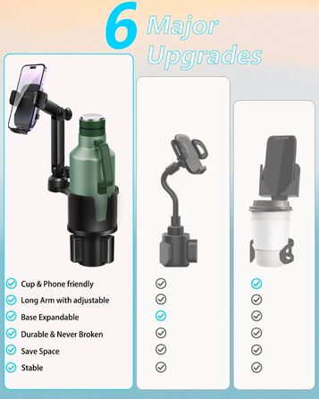 Тримач для напоїв тримач для мобільного телефону для автомобіля з розширюваною основою, 2-1 універсальний тримач для мобільного те