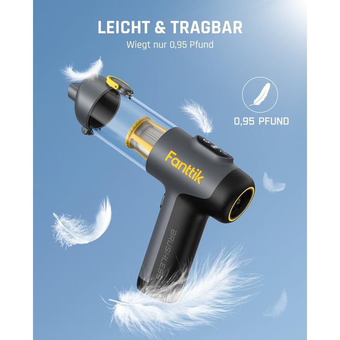 Автомобільний пилосос Fanttik Slim V9 Mix, бездротовий ручний пилосос 4-в-1, високопродуктивний ручний пилосос 12000 PA Портативни
