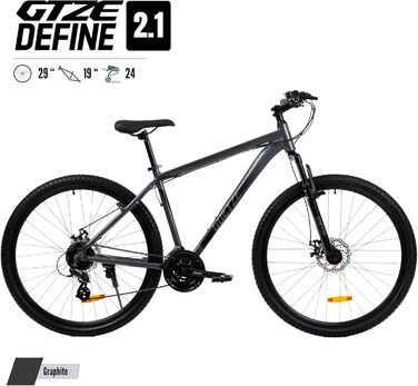 Гірський велосипед Goetze Define 2.1 Hardtail, 29-дюймові колеса, 19-дюймова алюмінієва рама, подвійні дискові гальма, 24-швидкісна Shimano Altus, графітова амортизаційна вилка 100 мм