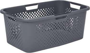Кошик для білизни 40 л, виготовлений з переробленого пластику, сірий, 4 бічні ручки, вентиляція з усіх 4-х сторін 40 л сірий