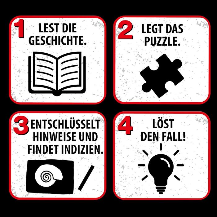 Три слідчі Kids - Crime Puzzle - T-Rex in Action by KOSMOS 680657, 200 елементів, Світиться в темряві, Читання, Пазли, Розгадуванн