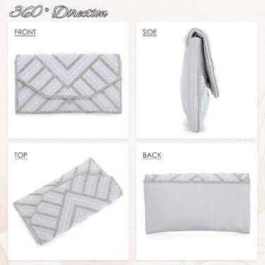 Клатч жіночий з перлами та стразами Перлина - елегантна вечірня сумочка на ланцюжку для весілля, випускного та святкових заходів, сріблястий