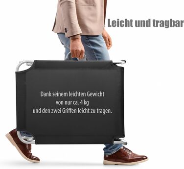 Складаний шезлонг BigDean, вантажопідйомність 150 кг, з 4-позиційним регулюванням спинки високоякісний садовий шезлонг для балкону, саду та пляжу чорний