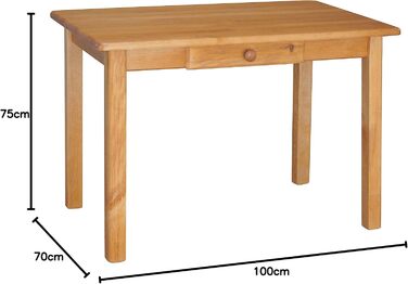 Стіл з масиву сосни з шухлядою під вільху елегантність кольору вільха, 110 x 60 см 110,0 сантиметрів 60,0 сантиметрів