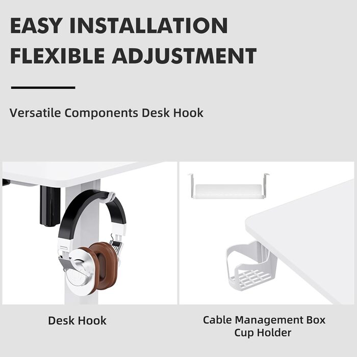 Стіл з регульованою висотою 140x70 см, швидка зарядка USB-A/Type C, електричний стіл з пам&39яттю нахилу та функцією відскоку (70119 см) 140x70 см білий