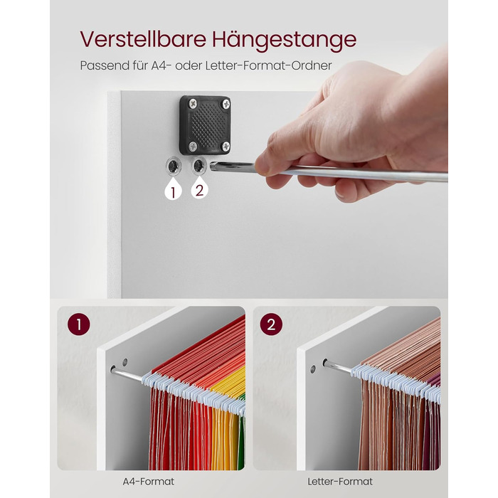 Картотечна шафа VASAGLE, офісна шафа для домашнього офісу, підставка для принтера, з 3 шухлядами, що замикаються, регульовані підвісні рейки, для форматів A4 та Letter, хмарно-білий OFC055W14 хмарно-білий 3 полиці (103 висоти см)