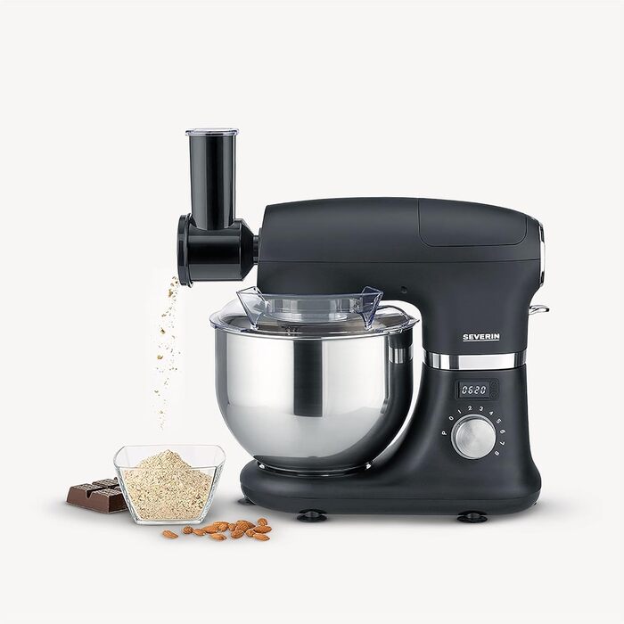 Насадка для мультиподрібнювача SEVERIN, якісна та довговічна насадка для мультиподрібнювача, легко чиститься, підходить для кухонних комбайнів 3896, 3897, 3898, чорний, нержавіюча сталь/пластик, ZB 5592