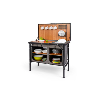 Кухонна коробка Camp LIFE Capri Кемпінгова шафа, кемпінгова кухня, дорожня кухня, складна з алюмінієвою рамою Вулична кухонна шафа, кемпінгова кухня, міні-кухня для тенту, вкл. сумку для перенесення класу люкс