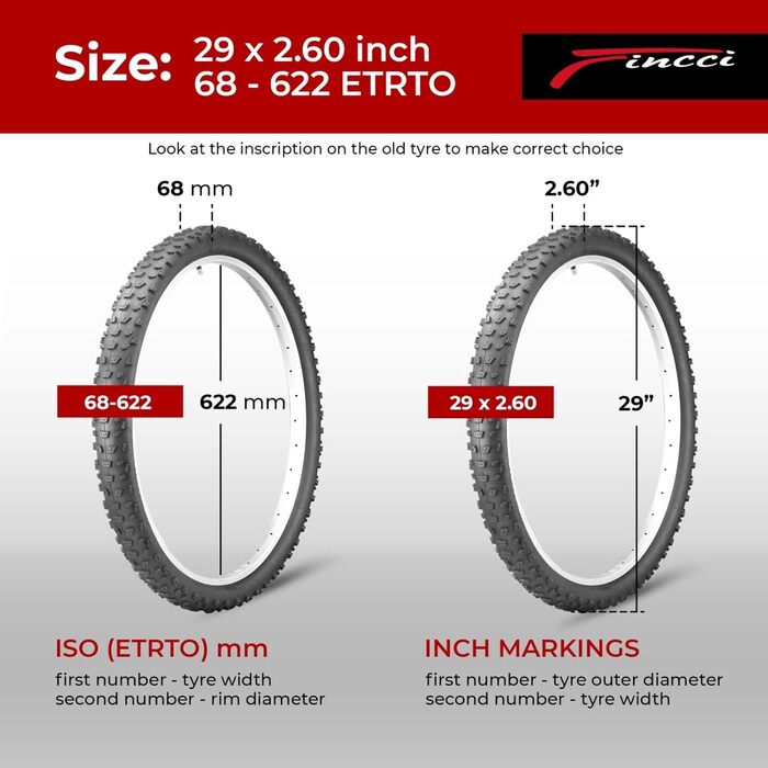 Велосипедні покришки Fincci MTB (29x2.6 дюйма) для бездоріжжя та бруду