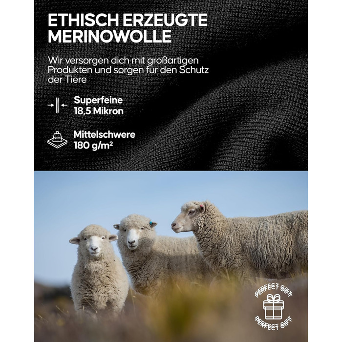 Термобілизна DANISH ENDURANCE з мериносової вовни для чоловіків, преміальна лижна білизна, комплект функціональної білизни, тепла та дихаюча, чоловіча мериносова білизна 3XL чорного кольору