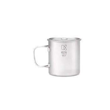 Кухоль Keith Titan Mug, кемпінговий горщик, чашка для кави та чаю на відкритому повітрі з кришкою та складною ручкою 200 мл/300 мл/400 мл/450 мл/500 мл/600 мл/900 мл, легкий посуд для походів, пікніка, напоїв (600 мл Ti3207)