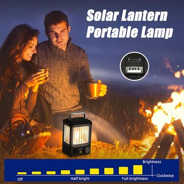 Сонячний ліхтар, портативний кемпінговий ліхтар, 9,5 x 8,9 x 16,5 см, акумуляторний, бездротовий, світлодіодний з міцною конструкцією, садовий настільний світильник, вуличний ліхтар з яскравим дизайном для подвір&39я та саду, сірий