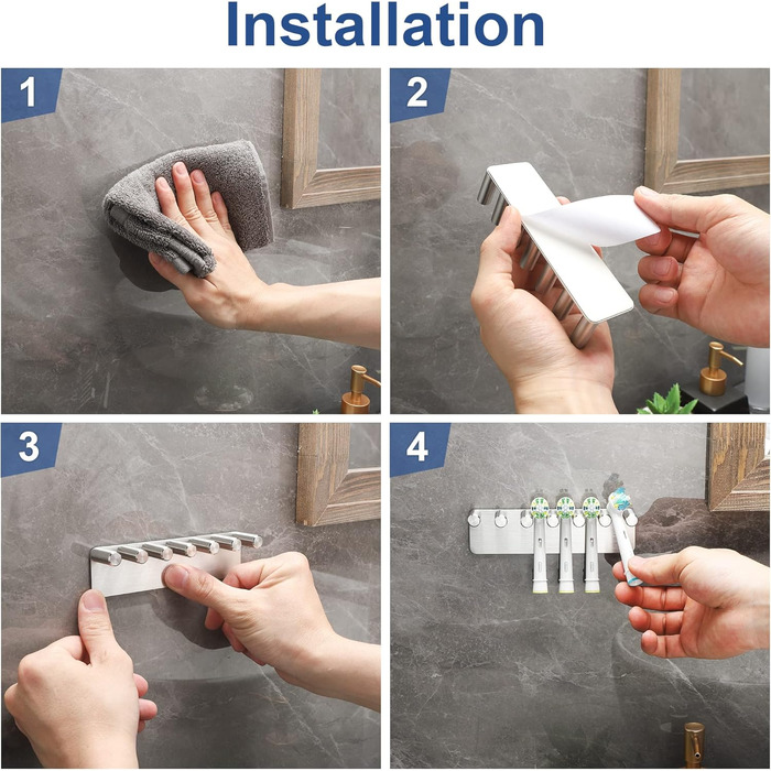 Електрична зубна щітка тримач голівки з нержавіючої сталі прикріплюється щіткотримач для 6 електричних головок щітки для ванної кі