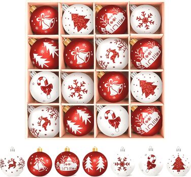 Пластикові ялинкові прикраси набір з 16 предметів червоно-білі Arbolisse