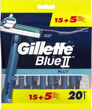 Одноразові чоловічі леза Gilette BlueII Plus, 20 шт.