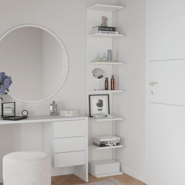 Настінна полиця, книжкова шафа, настінний модуль, стелажі, плаваючі полиці, книжкова шафа, полиці для зберігання папок для спальні, вітальні, ванної кімнати, кухні, офісу, 7 полиць, білий, Blanc 7 etagres 7 Regal