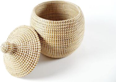 Кошик Kobolo з морською змією - Ø 32 см В 34 см - Коричневий - Плетений кошик для зберігання з кришкою - Декоративний універсальний кошик для білизни, іграшок та організації - Маленький кошик для аксесуарів