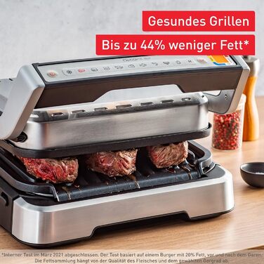 Контактний гриль Tefal OptiGrill 4-в-1 Tipp-Kick Edition, гриль/барбекю/духовка/повноцінний обід, 9 автоматичних програм, включаючи деко для випікання та гру Tipp-Kick, Silver, GC774D.TK