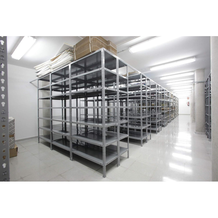 Стелаж SimonRack для важких умов експлуатації, металевий стелаж 200x100x50, підвальний стелаж, вантажопідйомність 100 кг, 5 полиць, білий - Comfort