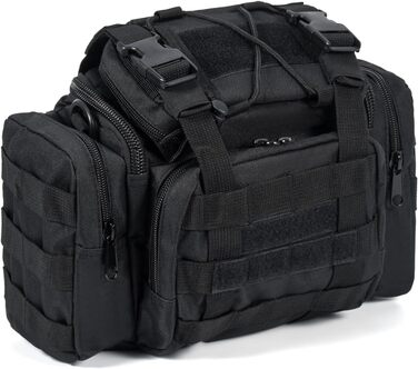 Сумка для рибальських снастей Dr.Fish із кількома кишенями та ременем через плече, водонепроникна сумка для риболовлі, походів, полювання, кемпінгу, подорожей, чорна (менший розмір)