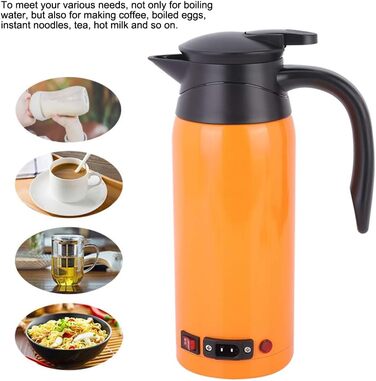 Чайник, 800 мл 12В 24В Портативний чайник великої місткості, чайник для вантажівки/автомобіля (ОРАНЖЕВИЙ)