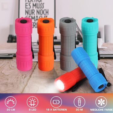 Світлодіодний ліхтарик EverBrite Mini, 6 шт. Маленький дитячий ліхтарик з 18 батарейками типу ААА, ПОПЕРЕДНЬО ЗІБРАНИЙ, подарунки для вечірок для дітей, ручний ліхтарик для надзвичайних ситуацій, на природі, у походах, на природі
