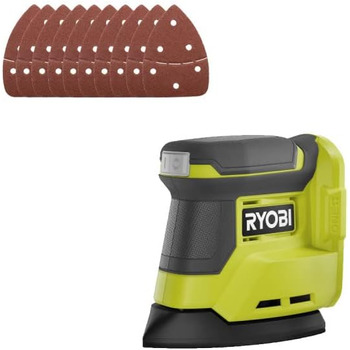 Трикутна шліфувальна машина RYOBI RPS18-0 18V OnePlus без акумулятора та зарядного пристрою 10 шліфувальних листів SCS10A зернисті