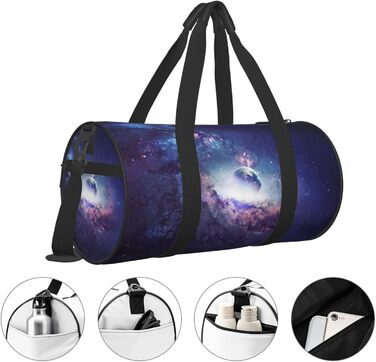 Спортивна сумка для подорожей, космічний принт Всесвіт, чорна, універсальний розмір