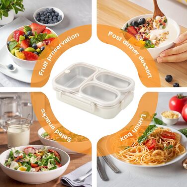 Металева ланч-бокс з двома відділеннями, 1000 мл. Дитячий бенто-бокс з нержавіючої сталі 304, портативний, герметичний контейнер для перекусу з роздільниками, для школи, офісу та подорожей. Розміри 22166,5 см.