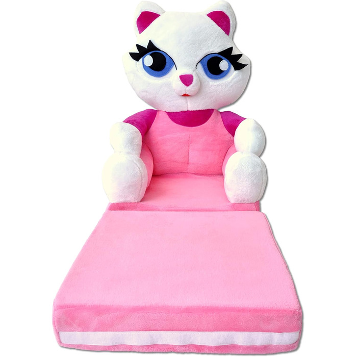 Дитяче крісло, міні-крісло, дитячий стільчик, дитячий диван розкладний 2 в 1, м&39яке крісло, розкладний дитячий диван для дитячої кімнати (Рожевий кіт)