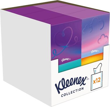 Коробки для косметичних серветок Kleenex, для щоденного використання, 3 шари, кубики для збору, 12 x 48 серветок