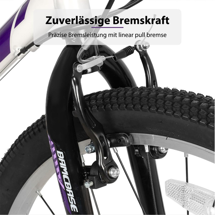 Гірський велосипед HILAND 24/26 дюймів, 21-швидкісний подвійний V-подібний гальмо MTB, гірський велосипед для підлітків та дорослих, чоловіків та жінок, білий 24 дюйми