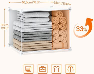 Шафа, Шафа для одягу, Модульна пластикова шафа з 20 кубами, Вставна система полиць з дверима та рейкою для одягу, 2 ряди гачків, 145 x 46,5 x 183 см, Білий EWT45LY01N1