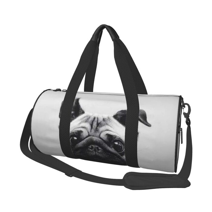 Дорожня сумка-циліндр з мопсом, спортивна сумка для чоловіків та жінок, сумка для подорожей, спортивний баул