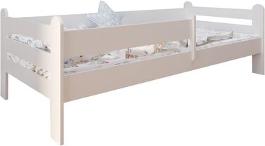 Дитяче ліжко Kids Collective 80x180 з матрацом, захистом від падіння та рейковою основою білого кольору, підходить для дівчаток, хлопчиків та підлітків.