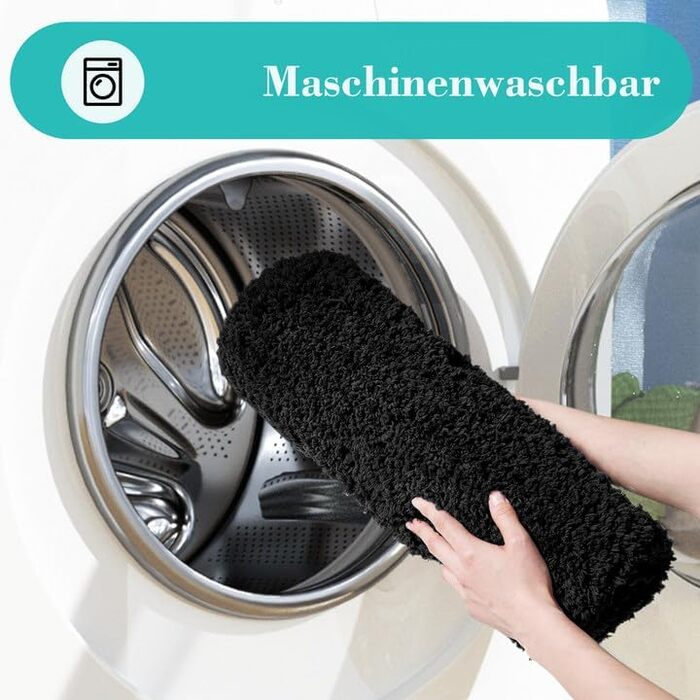 Комплект килимків для ванної кімнати Digiroot, 2 предмета, нековзний килимок для ванни, що миється, абсорбуючий та швидковисихаючий килимок для душу, чорний матеріал з пряжі, дуже м&39який, 40 x 60 см та 50 x 80 см