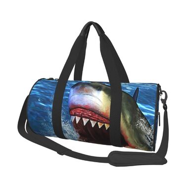 Спортивна сумка для подорожей, дизайн Акуляча голова, чорна, універсальний розмір