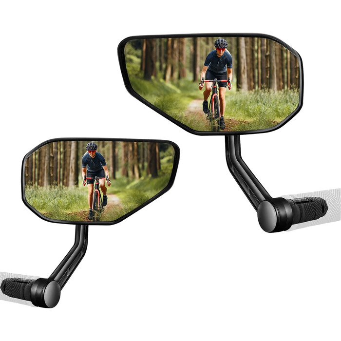 Велосипедні дзеркала, 2 шт., велосипедні дзеркала заднього виду для керма, велосипедні дзеркала зі скляними лінзами, стійкі до подряпин, великі велосипедні дзеркала заднього виду, дзеркала на торці керма для електровелосипедів, ліве та праве (14-20 мм), п