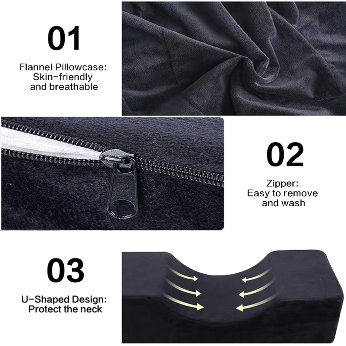 Подушка для вій - косметична подушка з піною з ефектом пам&39яті та оксамитовою наволочкою, подушка для нарощування вій з додатковим нахилом для комфортної підтримки шиї та спини.