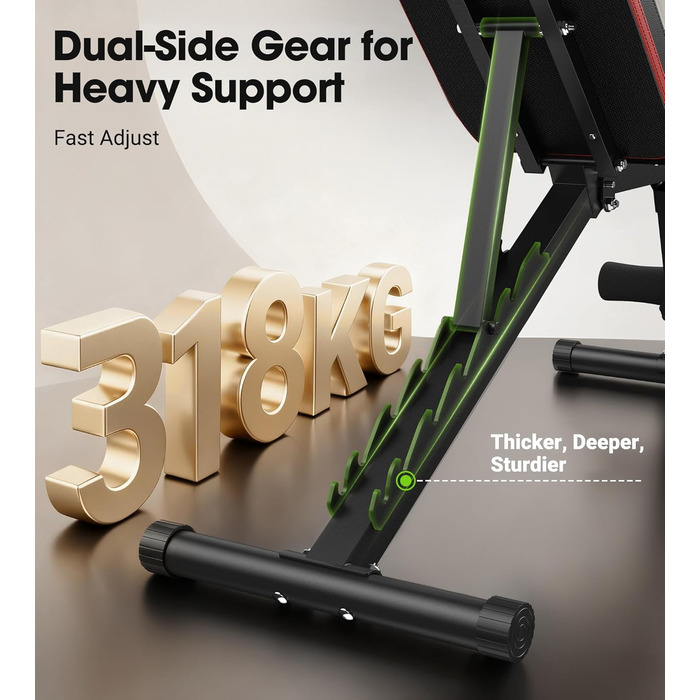 Багатофункціональна силова лава FLYBIRD, регульована спинка у 8 положеннях/регульована підставка для ніг у 3 положеннях, вантажопідйомність 300318 кг, складна тренувальна лава з нахилом 90 для домашнього спортзалу, чорно-червона