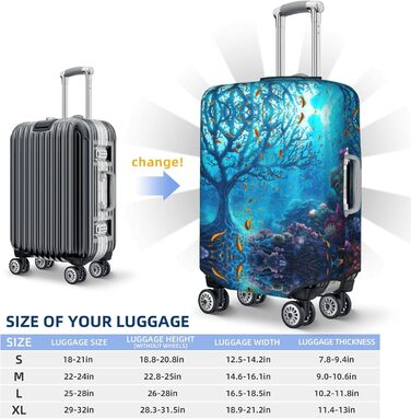 Чохол для валізи Морський світ, захисний еластичний чохол від подряпин та пилу для багажу, чорний, розмір 85