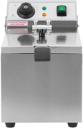 Електрична фритюрниця Royal Catering RCEF 08EB (8 л, 3 200 Вт, діапазон температур 50-200 C, холодна зона, з кришкою)