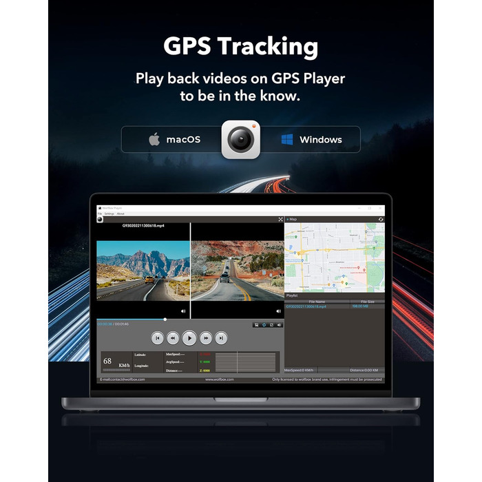 Камера заднього огляду WOLFBOX G930 4K, передня та задня камера реєстратора для автомобіля з 64 ГБ, сенсорна камера заднього виду дзеркала заднього виду, монітор паркування